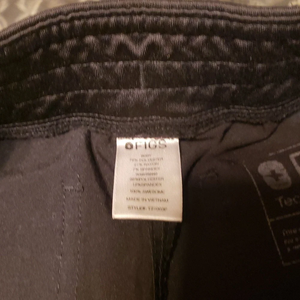 Figs Wome's Black Pants with Gray Drawstring